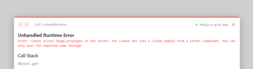 Error: Cannot access Image.propTypes on the server. You cannot dot into a client module from a server component. You can only pass the imported name through.
